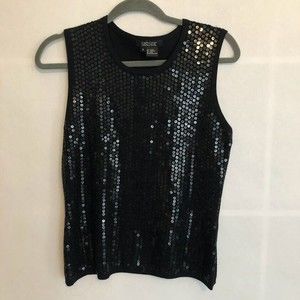 Karen Kane Small Black Knit Sequin Tank Top
